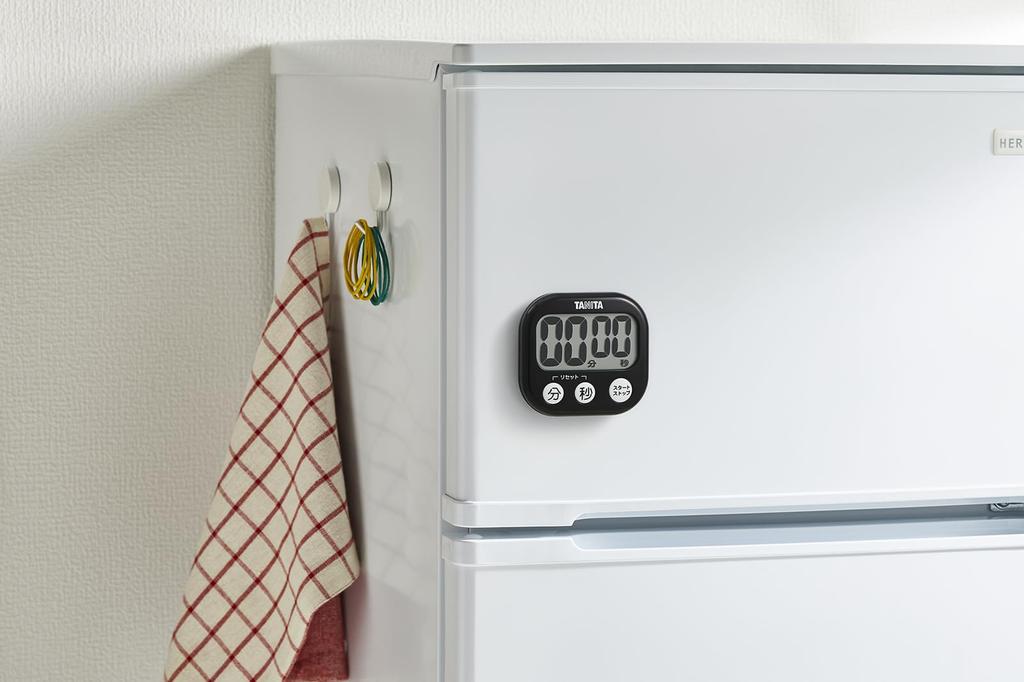 Tanita tanita Kitchen Study Large Loud 100 Magnetic Stand TD384HBK Timer, Screen, Sound, Minutes, Included, Black,