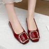 Мода Женская Мода Балетки Весна Новые Квадратный Носок Неглубокий Вырез Металлическая Пряжка Мягкая Подошва Противоскользящие Износостойкие Одинарные Туфли