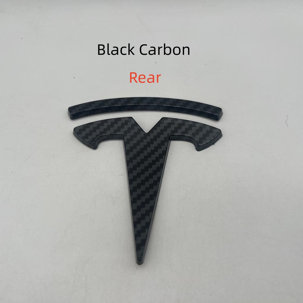 AMF1 1-3pcs carbon fiber Not Affect for Tesla Model3 ModeY car Front Emblem Rear Tail Trunk Steering Wheel Sticker Badge styling