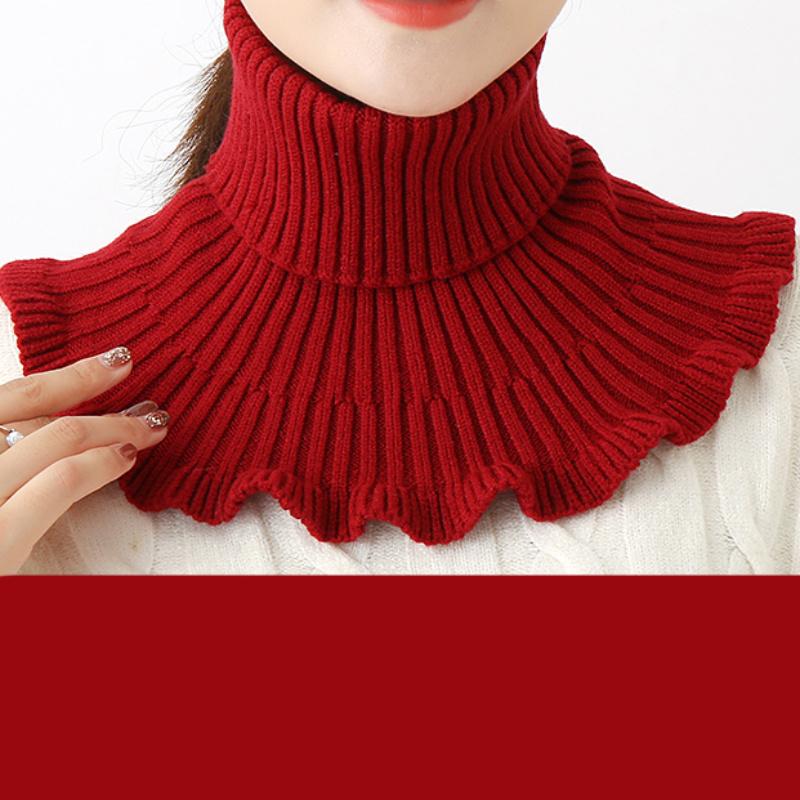 Winter Scarf Women's Coldproof Warm Knitted Neck Scarf Women's Fake Collar Red Scarf