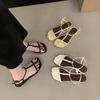French Flat-bottomed Thin-strapped Sandals Women's Shoes 2025 New Summer Korean Version Versatile Minimalist Beach Shoes Roman Shoes