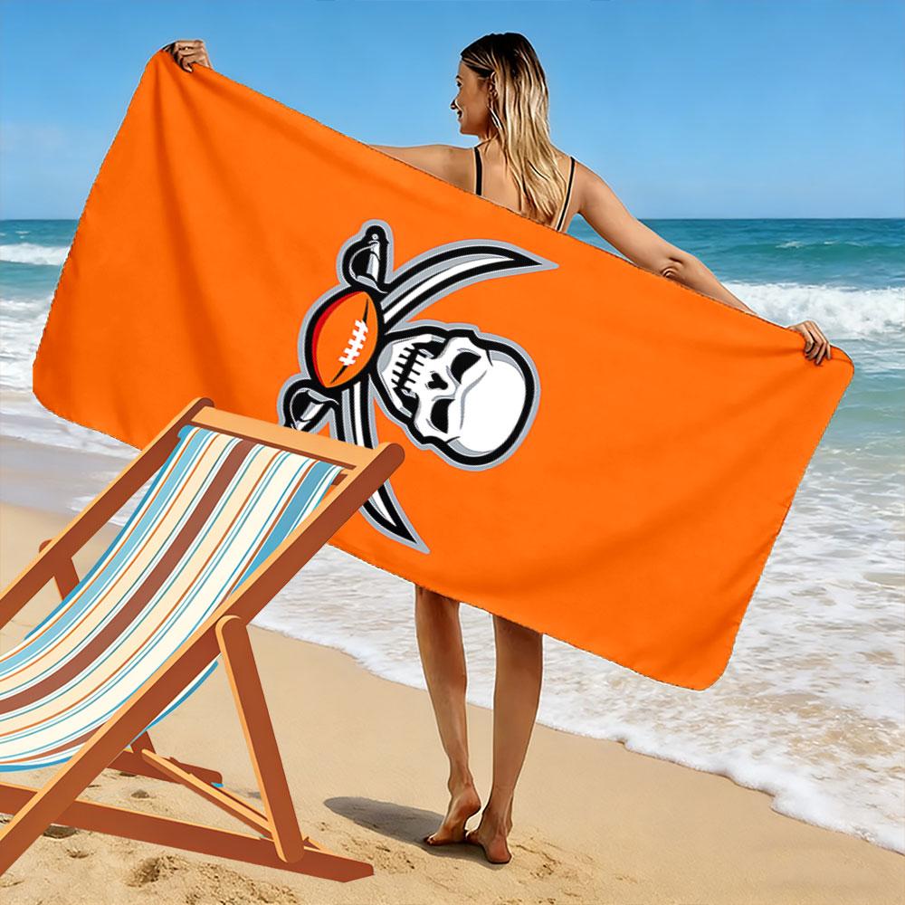 Pirate Skull with Football Design Beach Towel Quick-drying for Travel Outdoor Sports Jogging Beach and Swimming