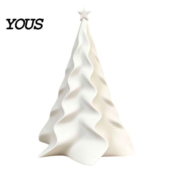Small Christmas Gift for Friends 3D Printed Pleated Tree Ornament, Wavy Desktop Table Centerpiece Decor Decoration with Star Topper Holiday