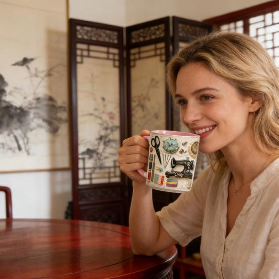 Персонализированная кружка для шитья, Кофейная кружка с вышивкой и дизайном швейной машинки, Для женщин, швей, квилтеров, рукодельниц, Креативный подарок для мамы, бабушки, на праздник