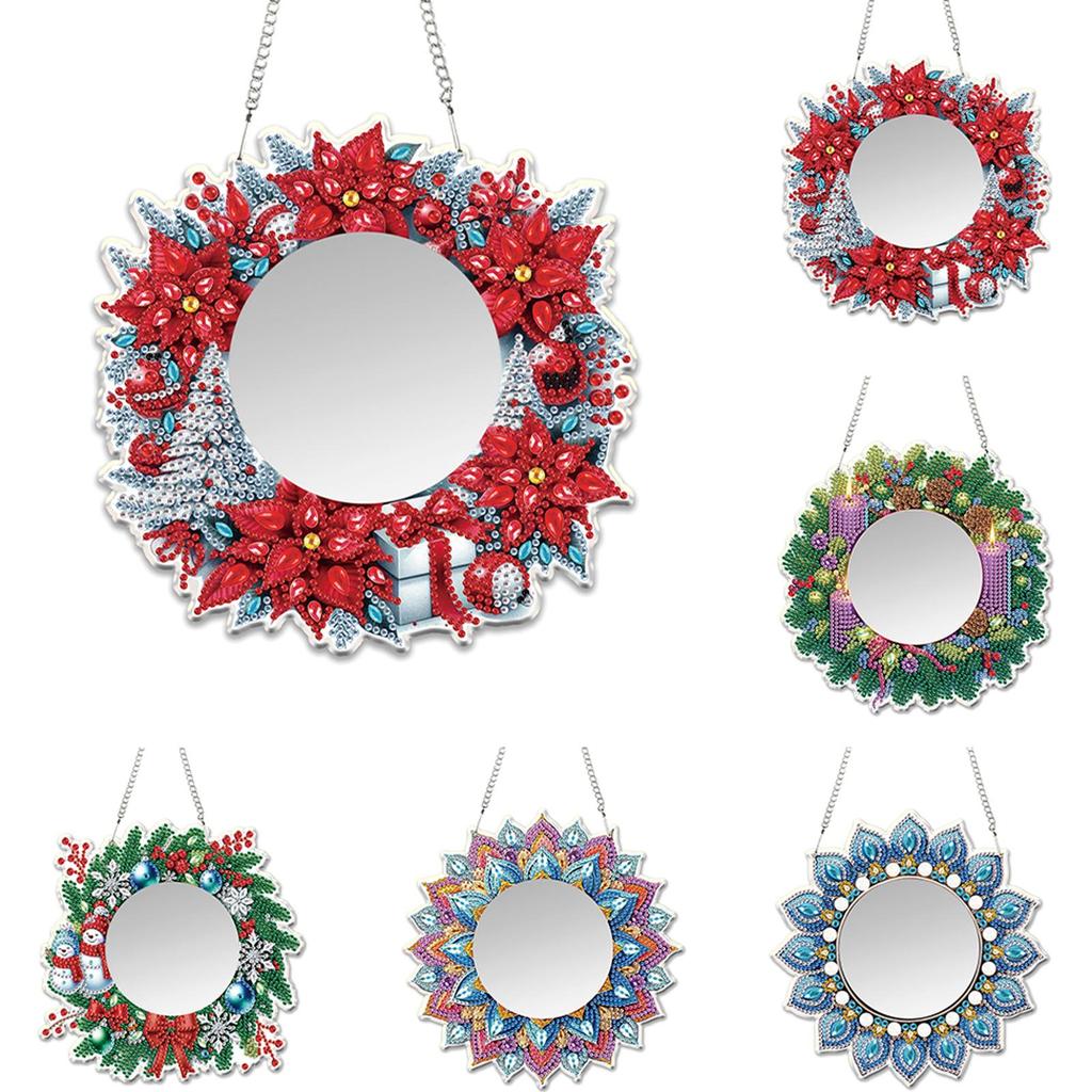 Special Shape Mirror DIY Diamond Painting Kit Diamond Art Makeup Mirror Gift for Christmas Birthdays for Adults Beginners