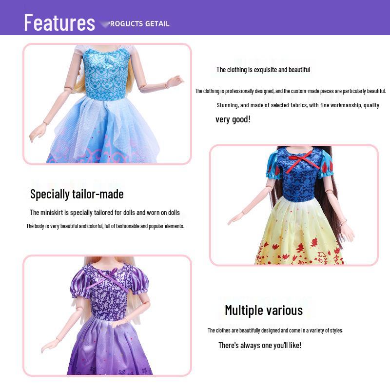 Комплект одежды для куклы Барби: Белоснежка, Белль, Золушка, Холодное сердце, Русалочка, Спящая красавица, Рапунцель - Коллекция 11 дюймов