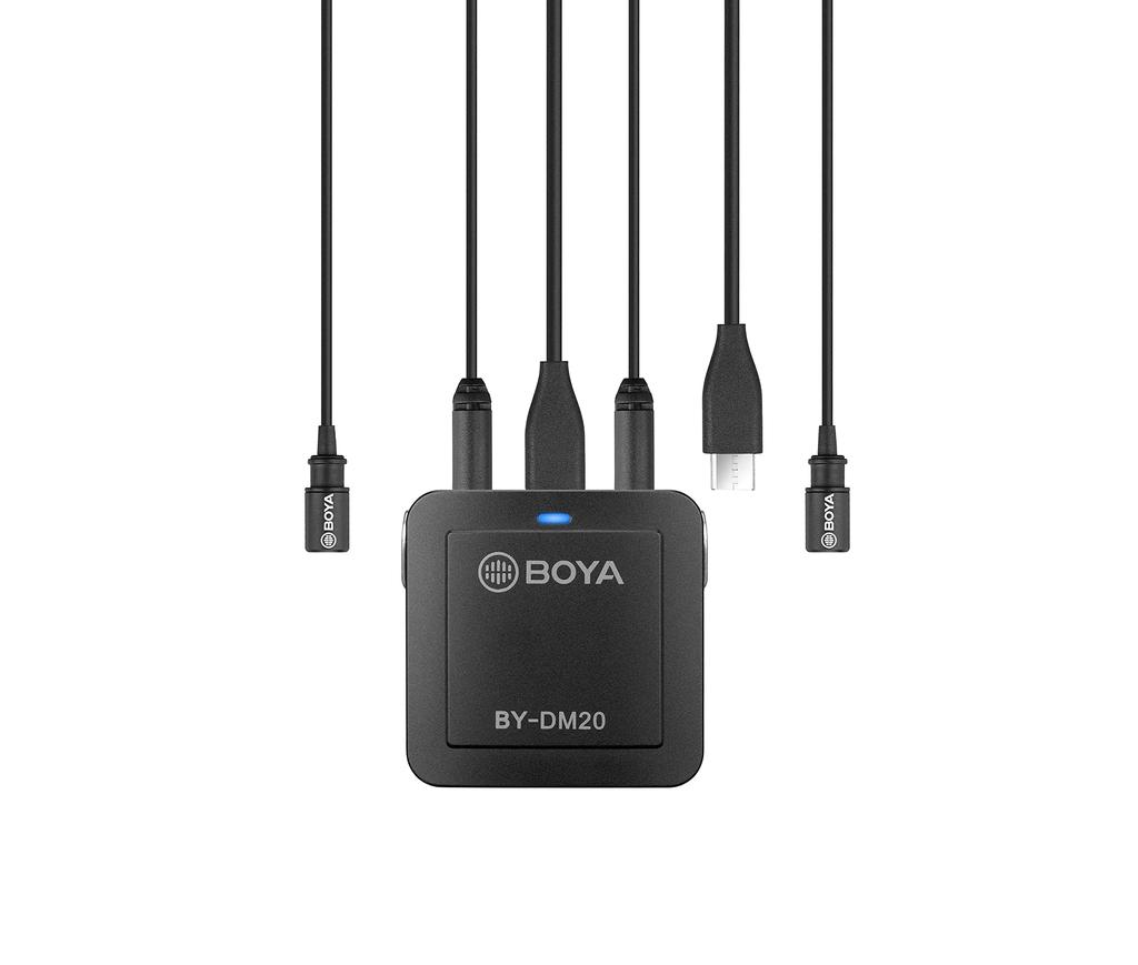 BOYA 2 Person Digital Lavalier Microphone with Output Cable for Computer Black BY-DM20 Lightning/USB-C/USB iPhone/iPad/Smartphone/Tablet/Mac/PC