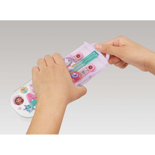 Skater Children's Lunch Box Trio Set Chopsticks Spoon Fork Kids Cutlery Antibacterial Treatment Easy to Open Slide Type Made in Japan Gabby's Dollhous