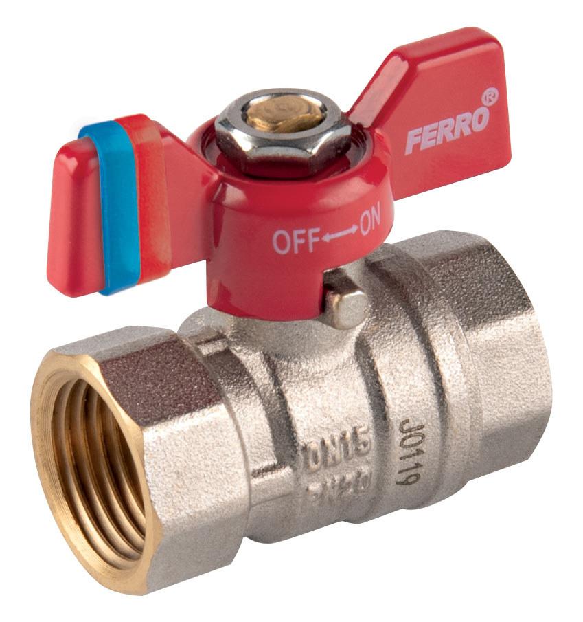 Female-female ball valve with butterfly, 3/4 inch, F-Comfort
