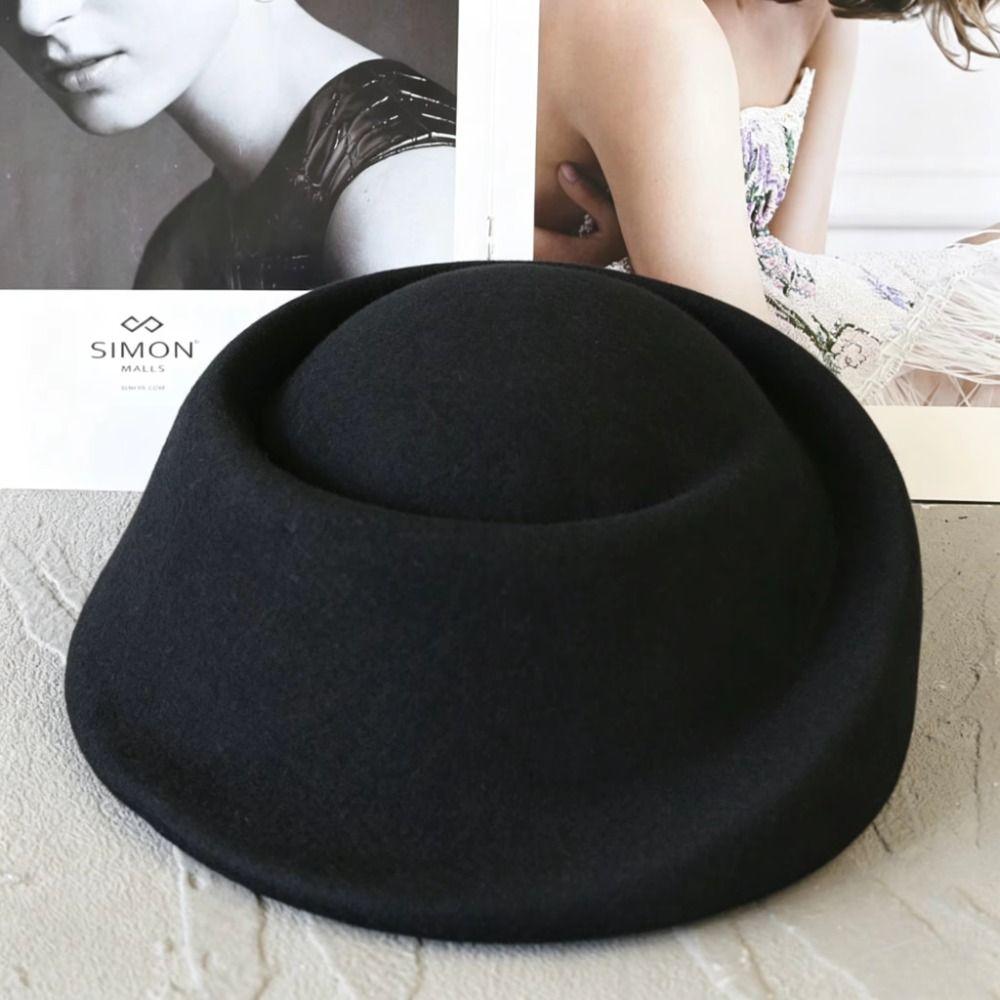 Hepburn Style Beret Hat Fedoras Woolen Top Hat Fashion Fedora Hat Beach Visor