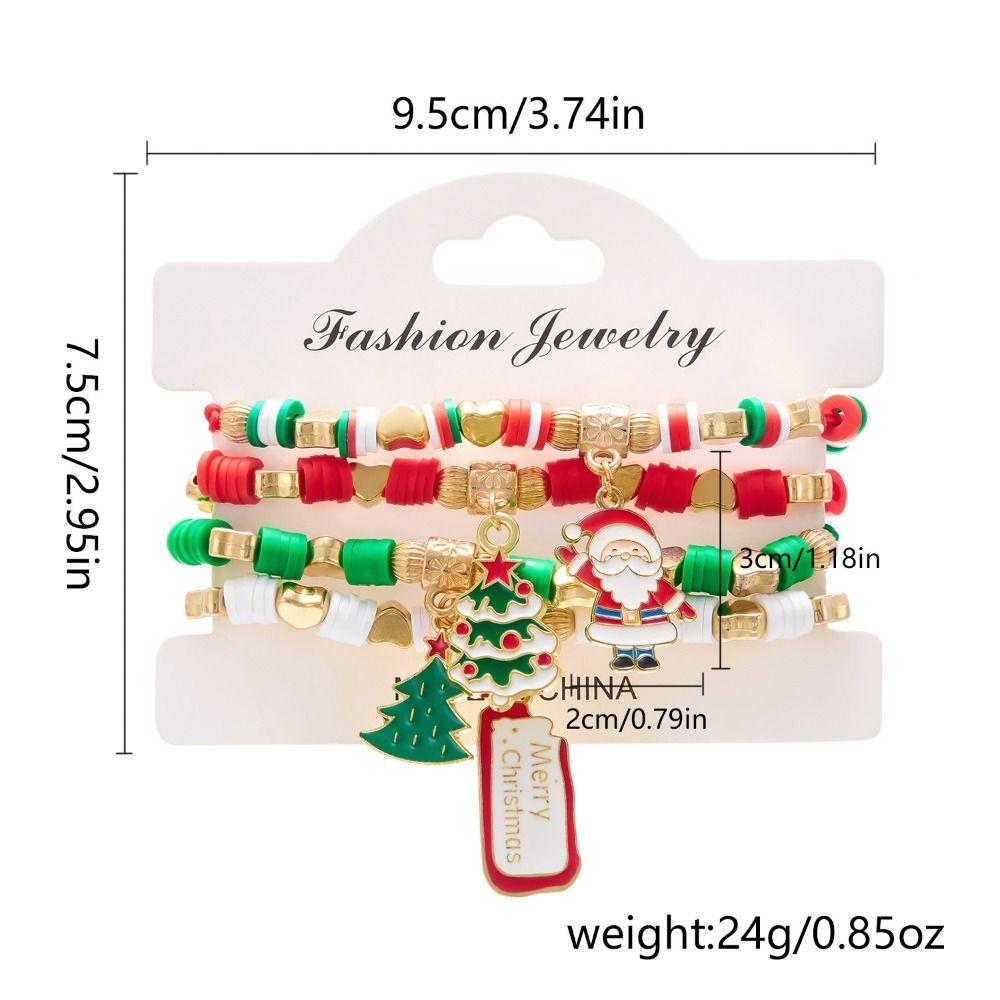 4pcs Colorful Christmas Bracelet Set Stackable Wristband Jewelry New Adjustable Braided Bracelet