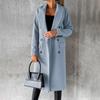 Women's Midi Long Wool Coat Double Breasted Trench Coat Classic Notch Lapel Peacoat Fall Winter Overcoat