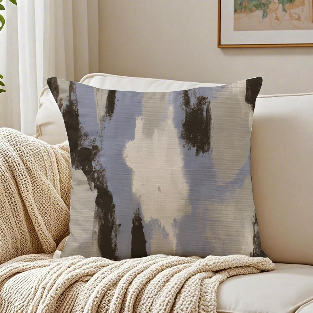 Blue Modern Gradient Design Pillow Case Double-Sided Plush Sofa Cushion Covers Organic Breathable Invisible Zipper