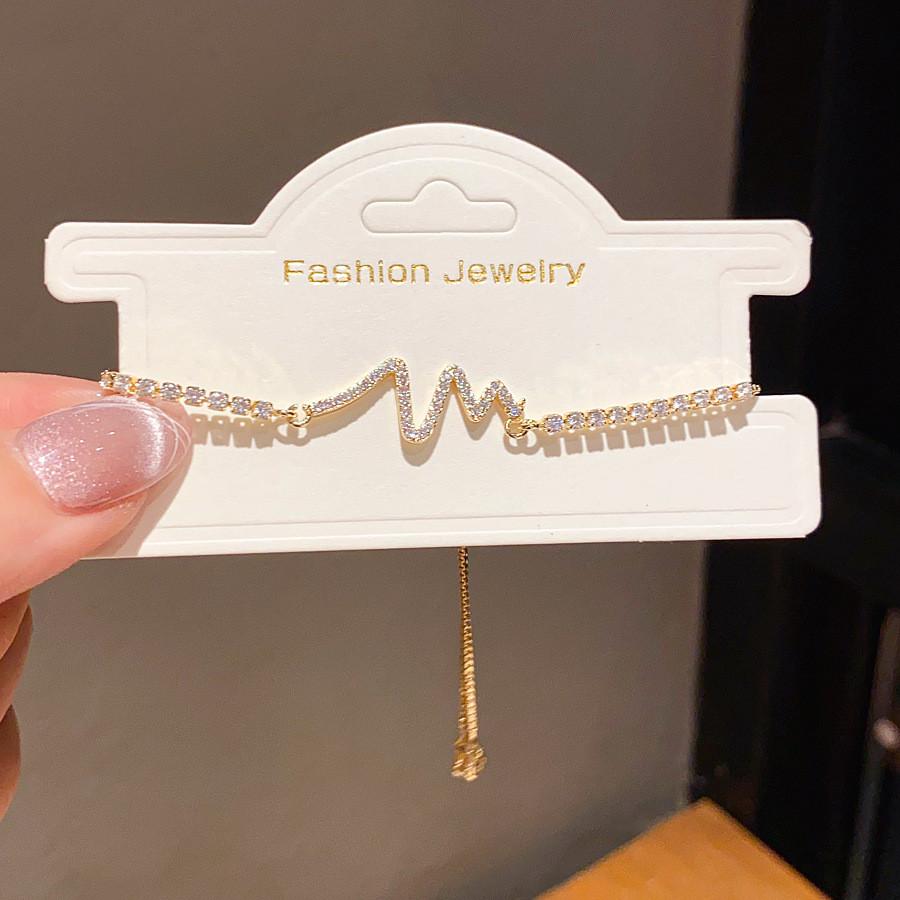 Браслет-подвеска в форме сердца из циркона со сверкающими камнями для женского модного аксессуара