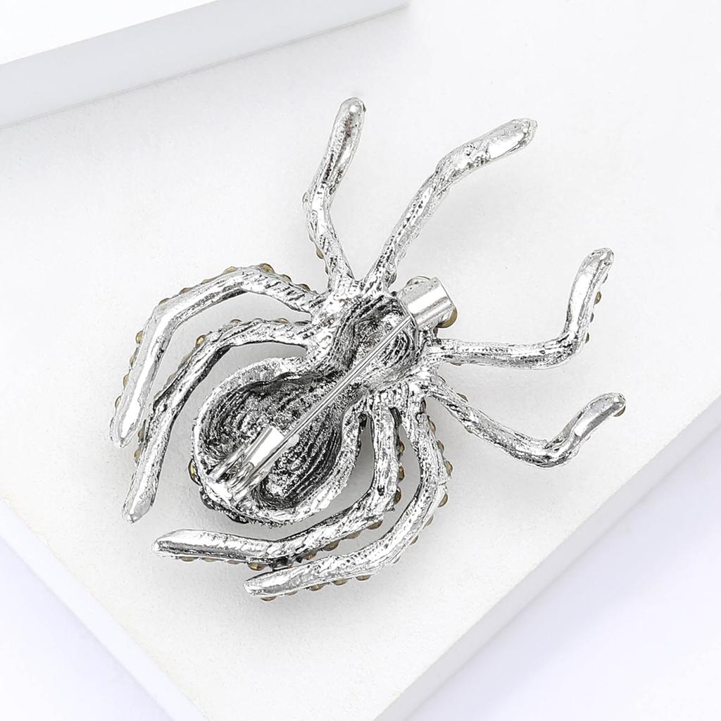 Rhinestone Spider Brooch for Women Unisex Animal Pins Insect Banquet Party Backpack Gifts Jewelry Accessories