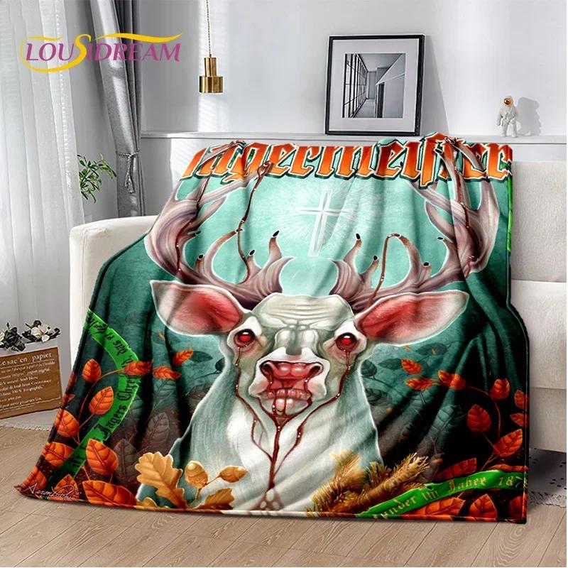 3D German J-Jaegermeister Elk Soft Flannel Blanket for Beds Bedroom Sofa Picnic,Throw Blanket for Cover Outdoors Leisure Gift
