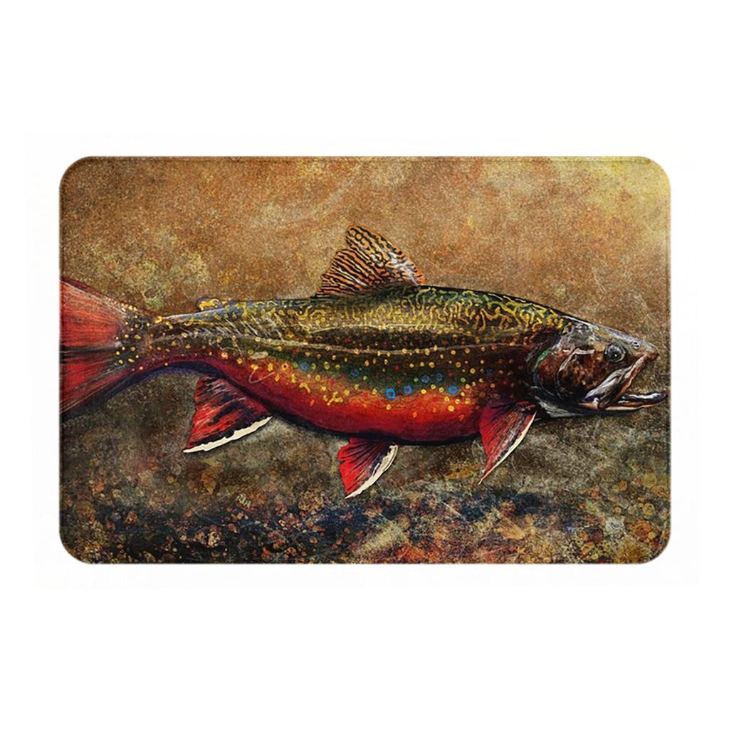 Spawning Male Brook Trout Anti-slip Doormat Floor Mat Sand Scraping Carpet Rug for Kitchen Entrance Home Balcony Footpad Mats