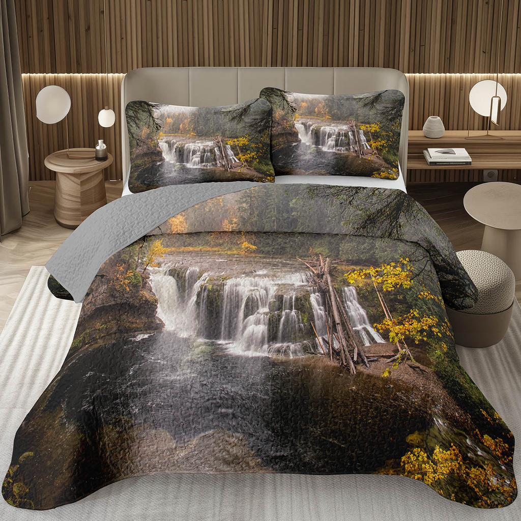 Покрывало Дерево Пейзаж Природы Покрывала для Мальчиков Девочек Реверсивный Серый Комплект Покрывала Современное Абстрактное Искусство Стеганое Постельное Белье Квин