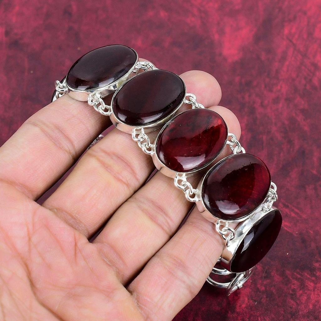 Red Flash Лабрадорит Драгоценный камень 925 Твердый браслет из стерлингового серебра, ювелирные изделия ручной работы, регулируемый браслет-цепочка Удивительный ювелирный подарок для нее