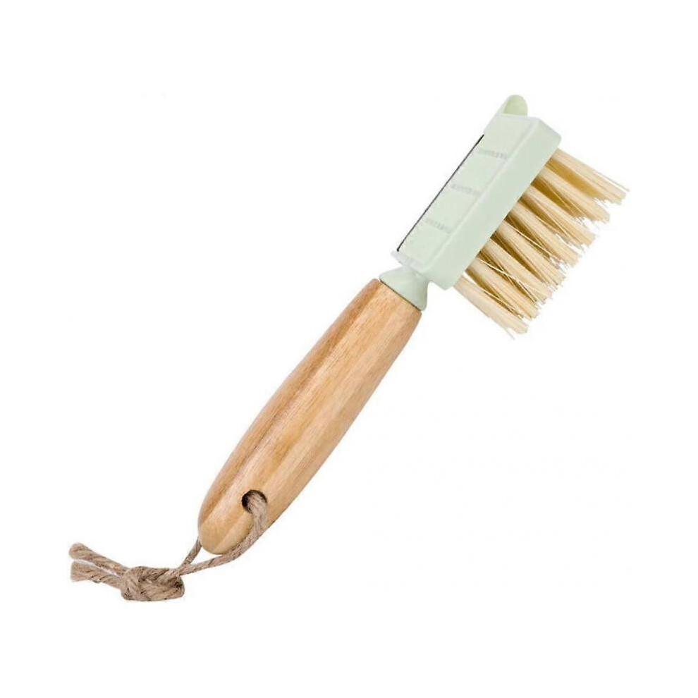 Vegetable Brush with Grater, Wooden Handle, Potato Brush with Peeler