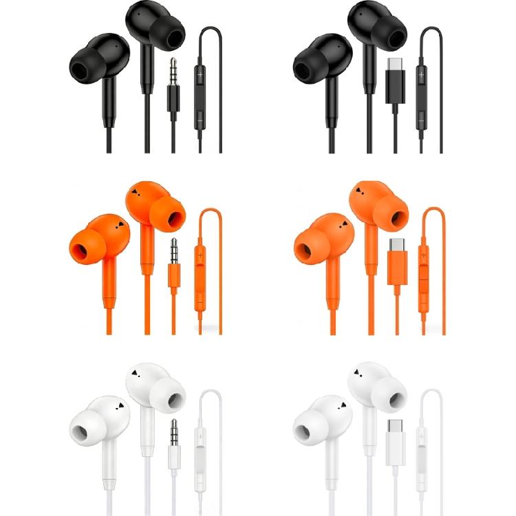 Corded Earbuds In-Ear Earphones Noise Isolating Headphone with Microphone 3.5mm/Type C Ear Buds for Smartphones Music
