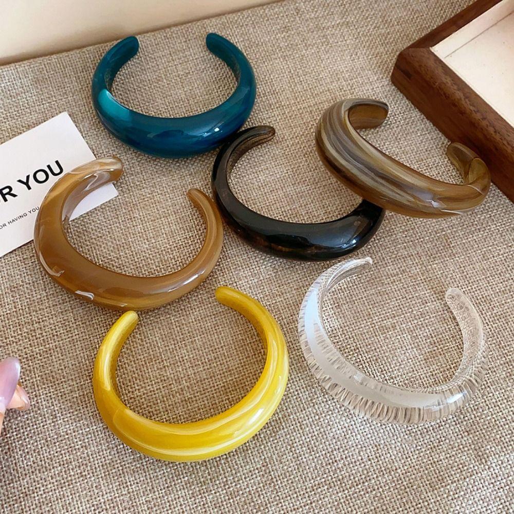Smudging Irregular Wide Bracelet Curved Retro Hand Ring Creative Acrylic Open Bangle Decoration