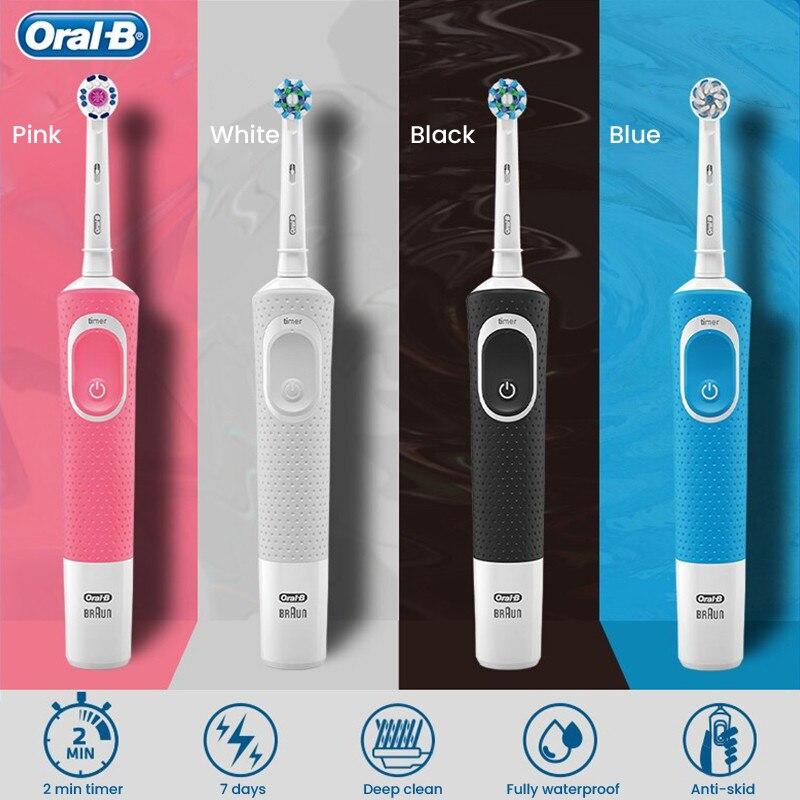 Вращающаяся электрическая зубная щетка Oral B D100 Vitality, суперчистый таймер, водонепроницаемая зубная щетка для взрослых, дополнительная сменная насадка
