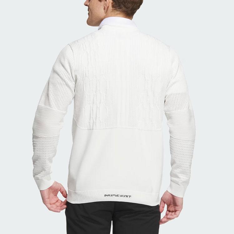 adidas Primeknit Gradation Pattern Solid Color Golf Long Sleeve Knit Top Men tops White IN6652