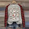 Women's Fashion Round Neck Pullover Plunging Sleeve Tee Christmas Printed Top