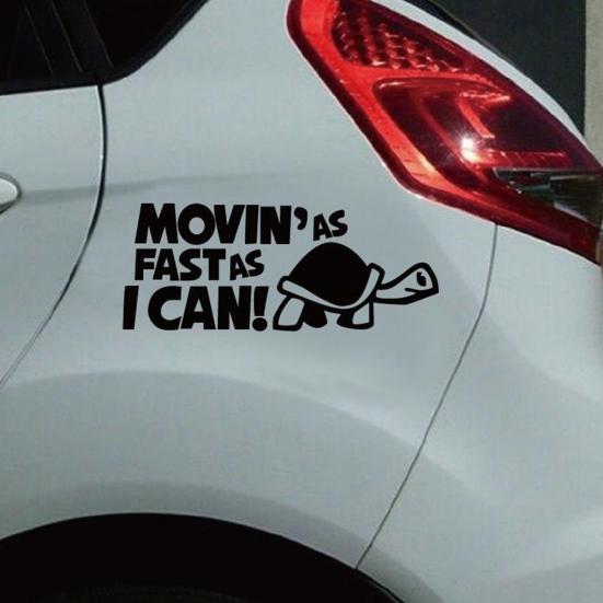 Забавная наклейка Movin'as Fast as I Can с изображением черепахи, наклейка на окно с изображением мультяшного животного