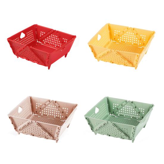 Складная многофункциональная корзина для хранения с сеткой, пищевая, без бисфенола А, самоотливная, штабелируемая корзина для фруктов и овощей