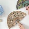 Handmade Straw Weaving Fan Natural Sea Grass Raffia Hand Fan Semicircular Woven Palm Leaf Handheld Fan Summer Cooling Fan Wedding Party Decoration