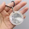 1Pcs Lot Natural Shell Round Pendant Tree of Life Necklace Jewelry Mother of Pearl Shells Necklaces for Women Men Luxury Quality Gifts 45x45mm