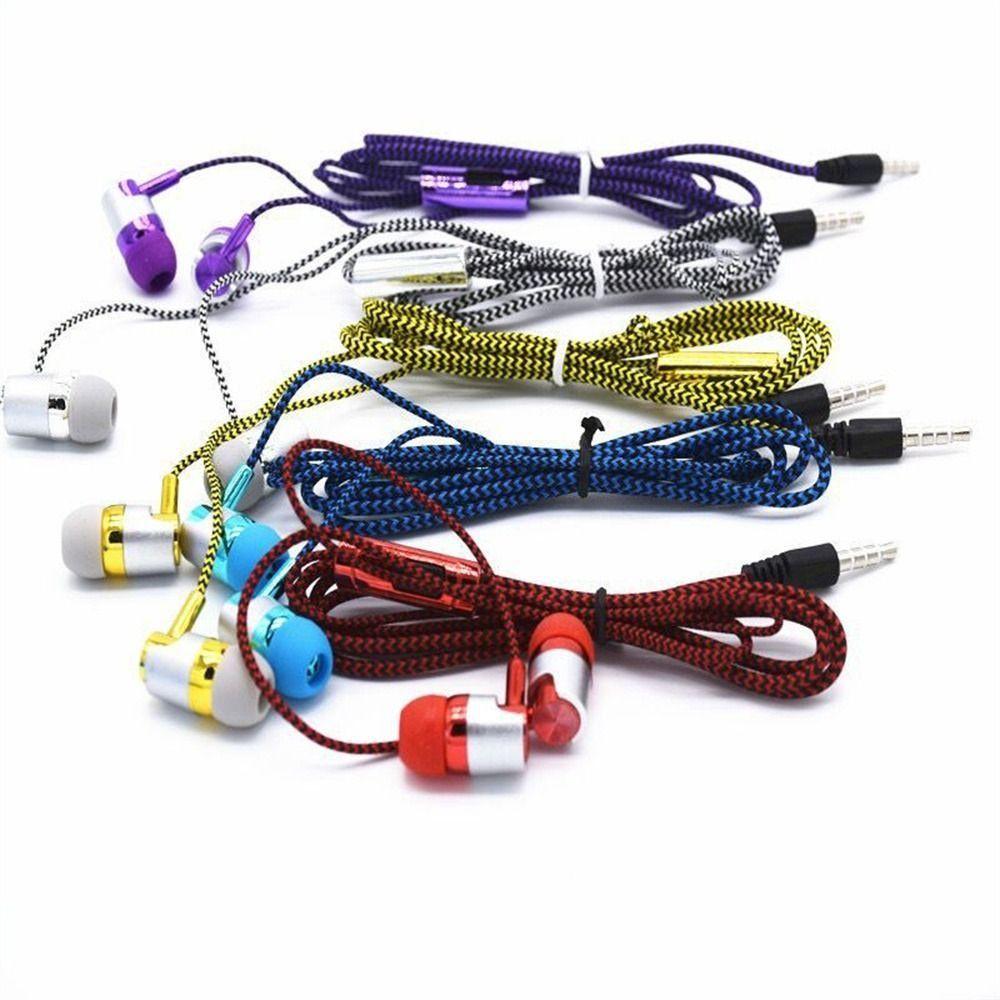 Braided Cord Weave Cable Wired Control 3.5mm Jack Earphone Earbuds In-ear Headset Wired Eraphone