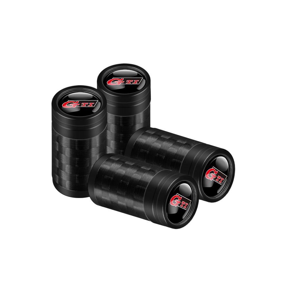 NRYJK1 4PCS Carbon Fiber Car Emblem Wheel Tire Valve Stem Cap Airtight Cover For Volkswagen Vw Tiguan Jetta Mk6 Scirocco GTI Polo 6R R
