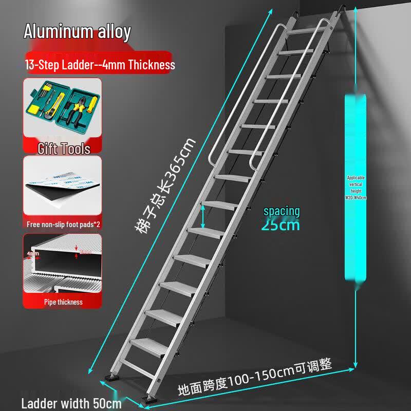 JINGGENG Heavy-Duty Aluminum Telescopic Folding Ladder