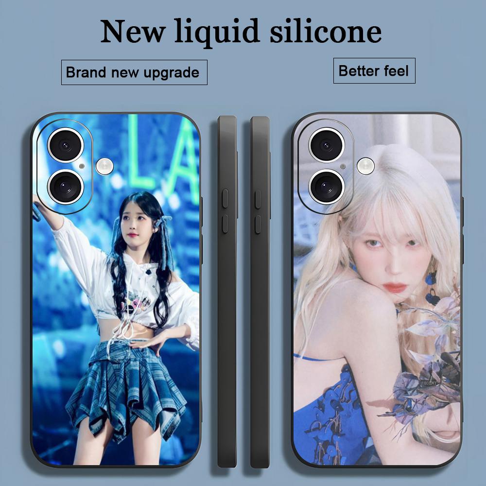 Популярная звезда IU Чехол для телефона Для iPhone 16 15 14 13 12 11 X XR XS 8 Plus Mini Pro Max Мягкий черный Ударопрочный Чехол
