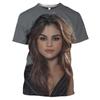 3D Топ с графическим принтом знаменитости Селены Гомес, повседневные женские футболки с коротким рукавом - Мягкая ткань из полиэстера средней эластичности, летняя одежда свободного кроя