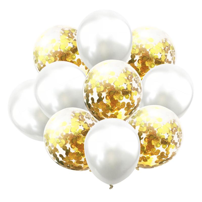 10pcs, 12 Inch, Blue Pink Gold, Confetti Latex Balloons, for Baby Shower Birthday Wedding Decorations