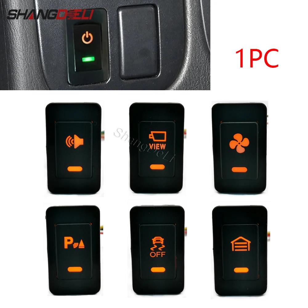 1Pc Orange Led Button Switch 5P ON OFF Volume Speaker Fan Switch For Boat Fit For Nissan Paladin Car Auto Parts Accessories
