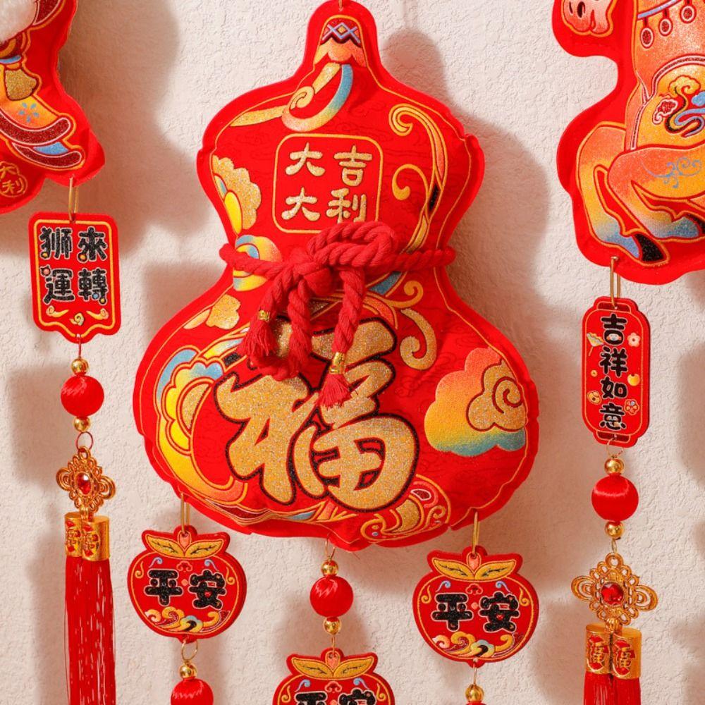 2026 Horse Year Fortune Character Pendant Flocking 3D Chinese New Year Ornament Nonwovens Traditional New Year Wall Pendant