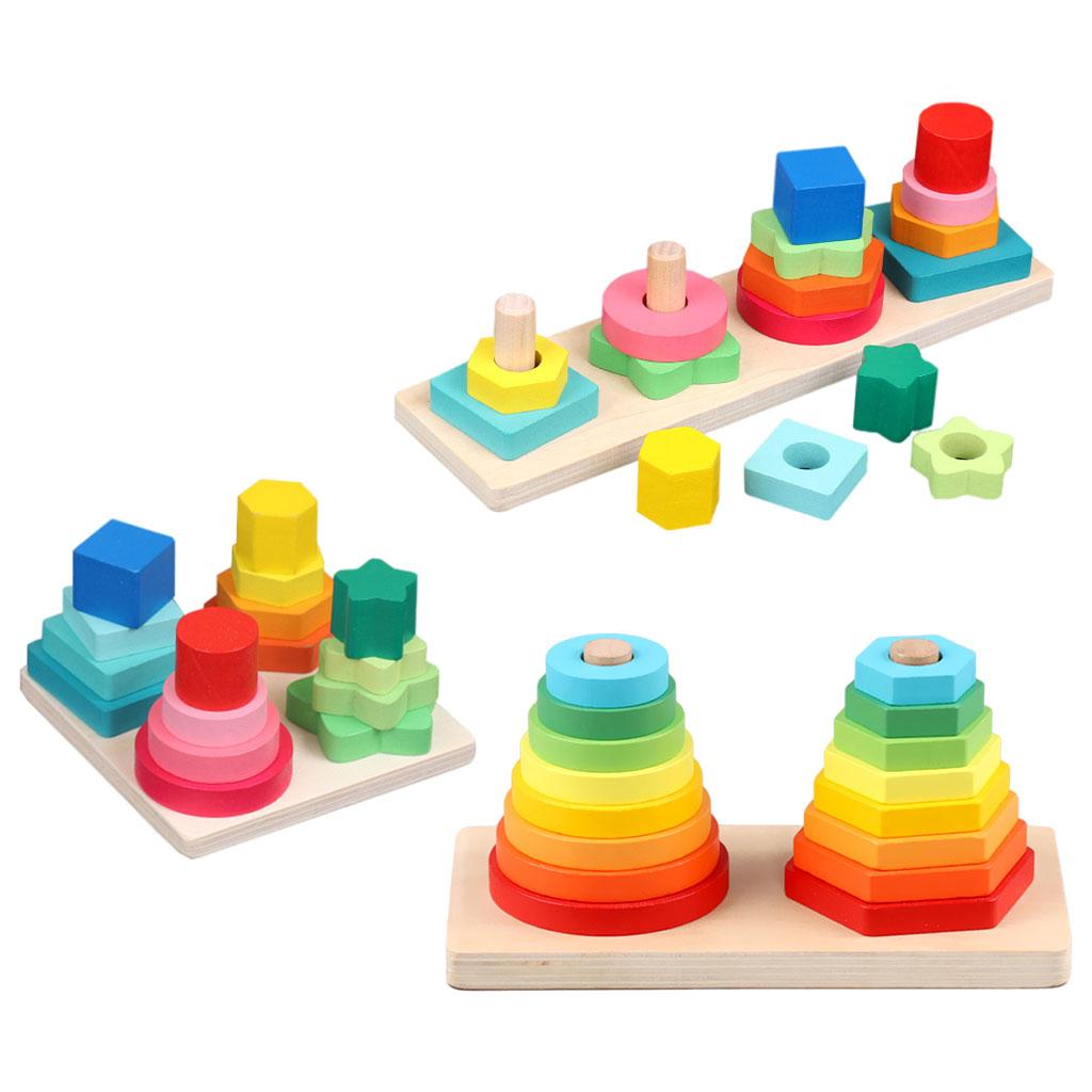 Геометрическая пирамидка MONTESSORI Раннее распознавание Обучение Цветная Сортировка по форме Сортировка по типу игрушек для stacking