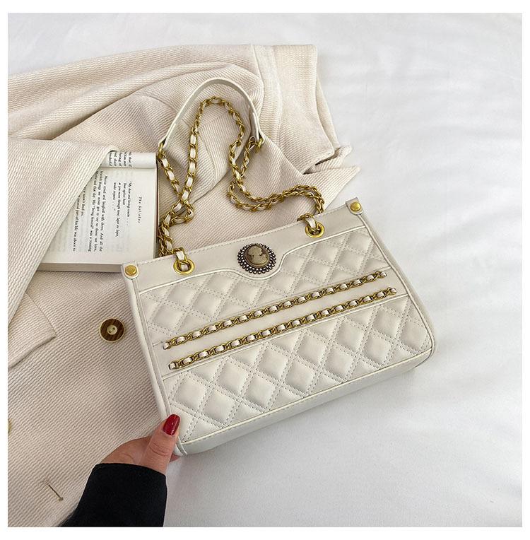 2025 spring and summer new simple large-capacity bag women's diamond chain tote bag foreign style niche shoulder bag