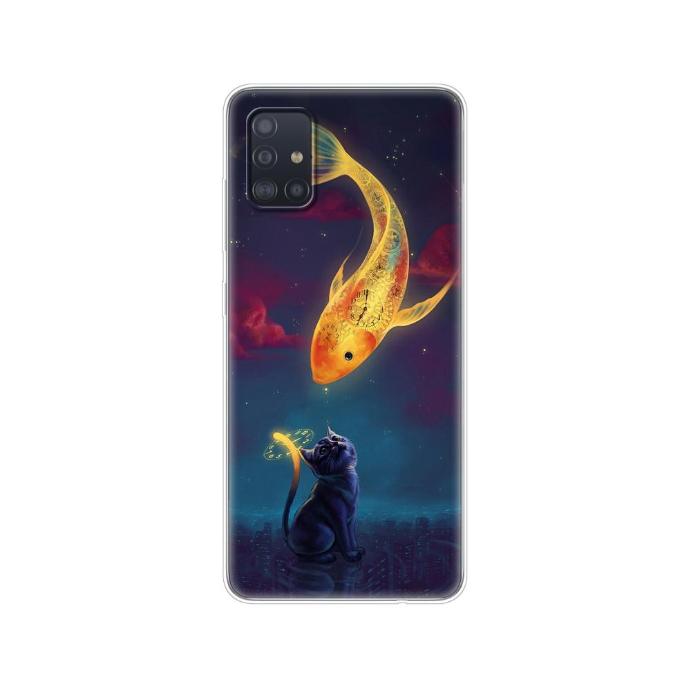 Чехол для Samsung Galaxy A31 A41 A51 A71 A01 A81 A91 A11 A30S A20S A21S A50S M11 M21 M31 M30S M40S Чехол милый золотая рыбка рыбочеловек