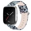 Leopard Texture Genuine Cowhide Leather Watch Band Strap Replacement for Fitbit Versa/Versa 2/Versa Lite/Versa SE