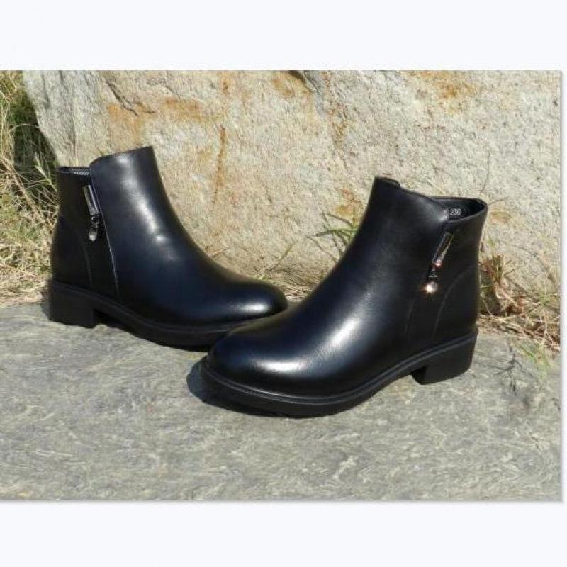 Женская обувь зимняя бархатная женские ботинки новые кожаные теплые короткие ботинки женский средний каблук модные хлопковые туфли