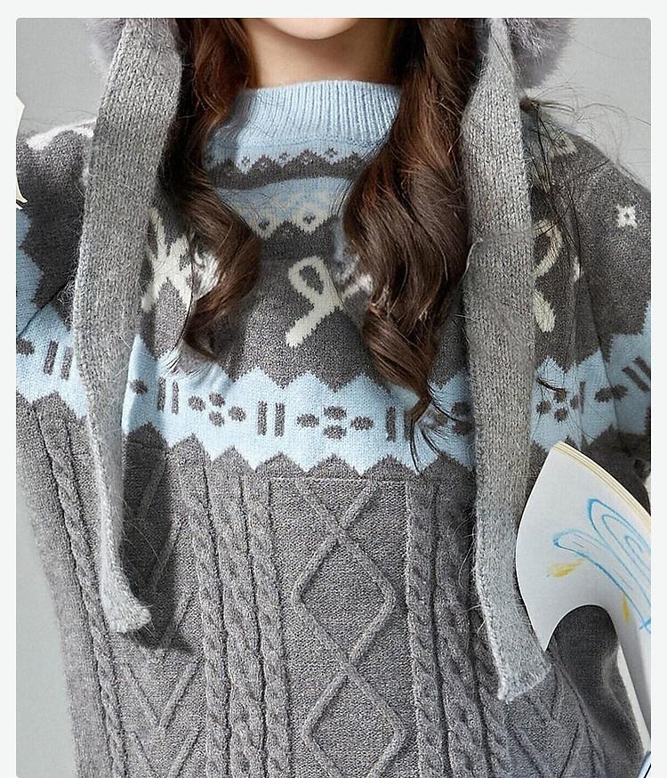 Girls' Retro Fair Isle Color-Blocked Sweater