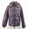 Hooded Down Jacket Size 3 L Purple Ribbed Cuffs Full Zip(USED)