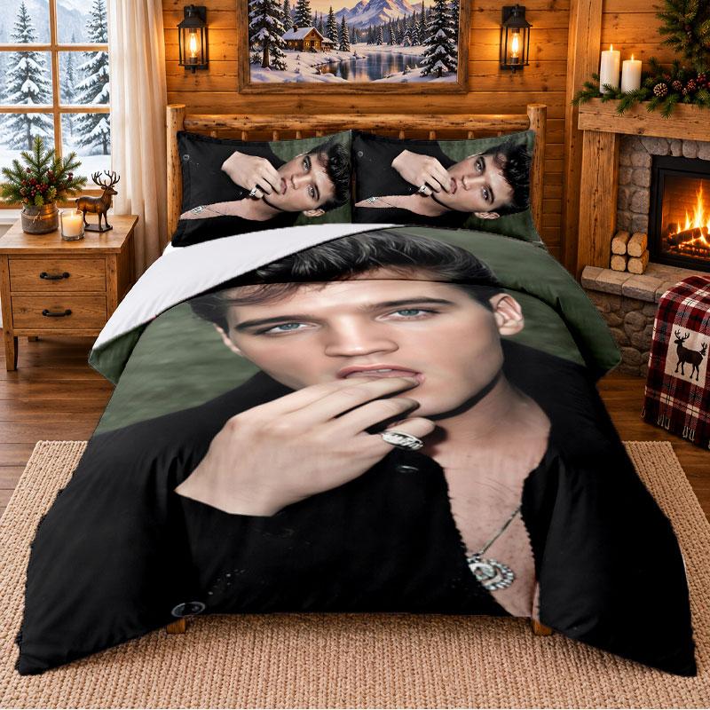 Elvis Presley Pattern Bedding 3Pcs Set Bed Sheet And Pillowcases For Indoor Bedroom