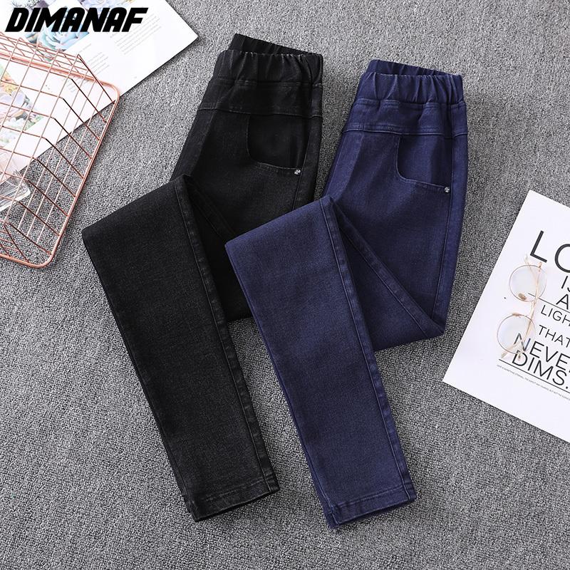 Dimanaf 2022 Summer Jeans Long Pants Women Basic Pencil Pants High Waist Loose Casual Denim Female Blue Trousers Pants 6xl